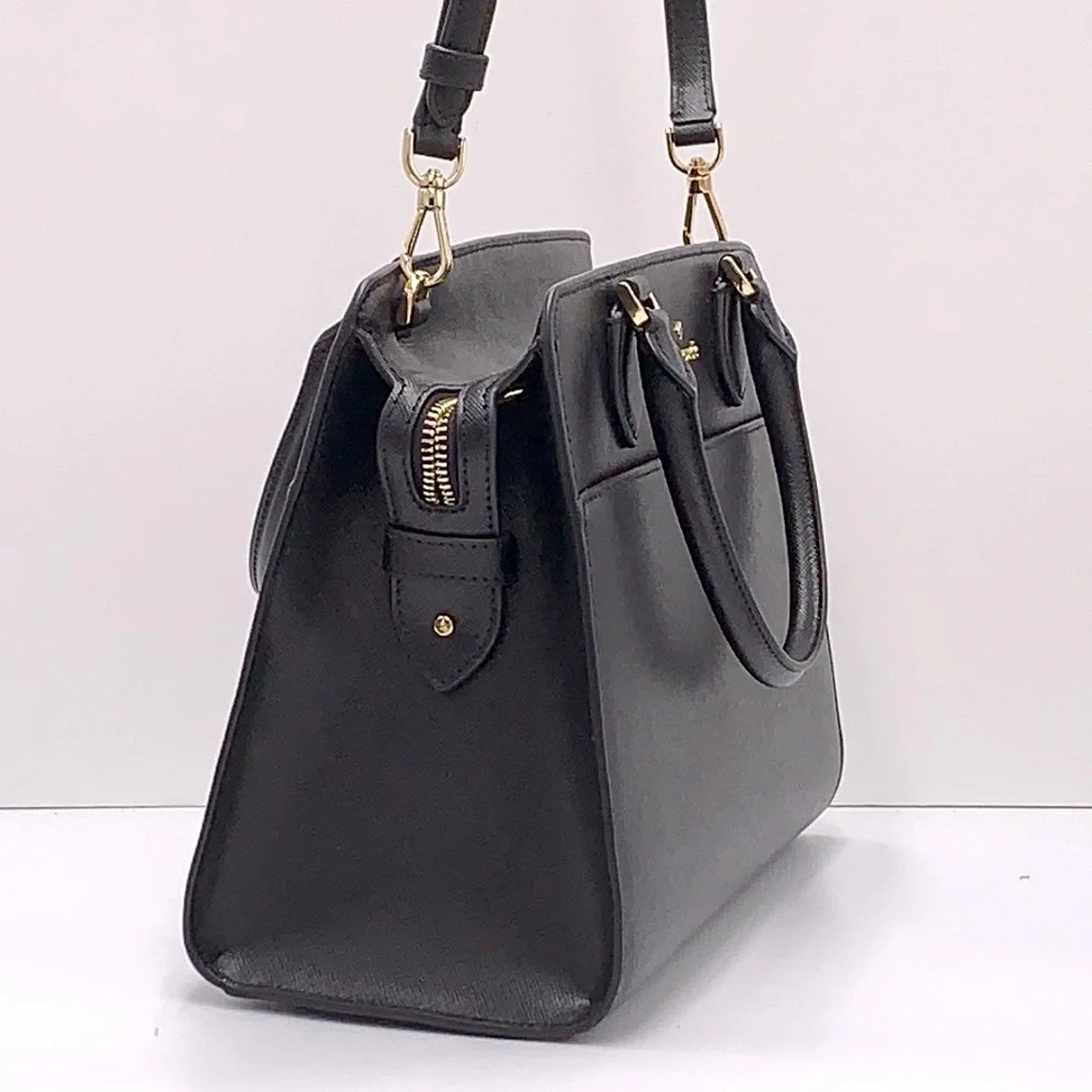 KATE SPADE Madison Saffiano Leather (NWT Medium Satchel BLACK COLOR